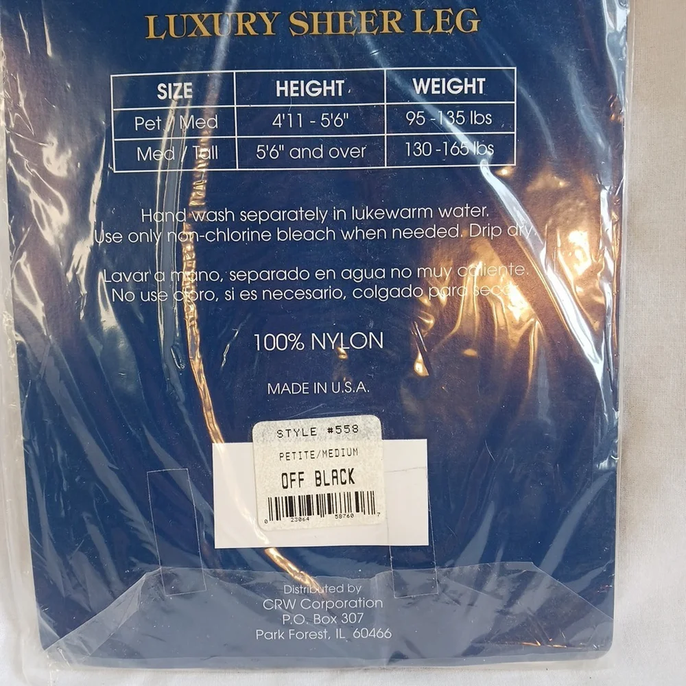 Vintage Camelot Pantyhose Off Black Petite Medium Nylon